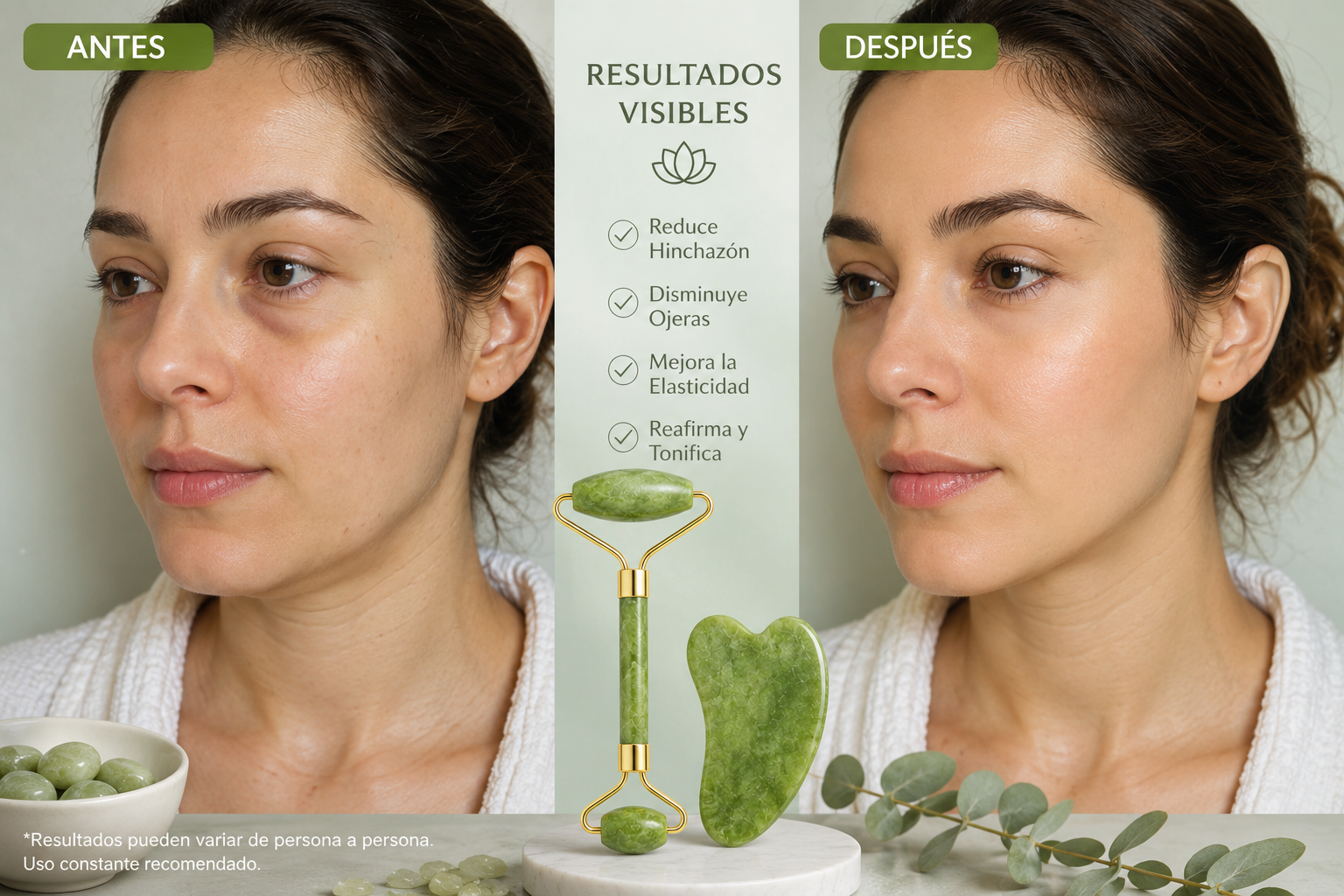 Set De Rodillo De Jade Y Gua Sha