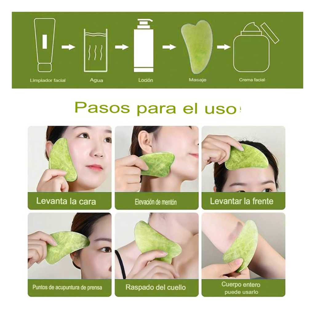 Set De Rodillo De Jade Y Gua Sha